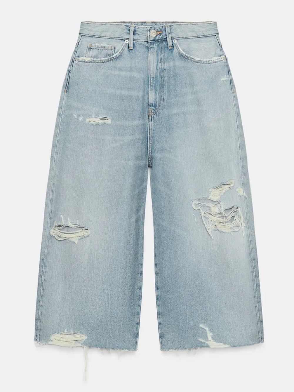 ZARA TRF Ripped Mid Rise Denim Jorts - Picture 4 of 10